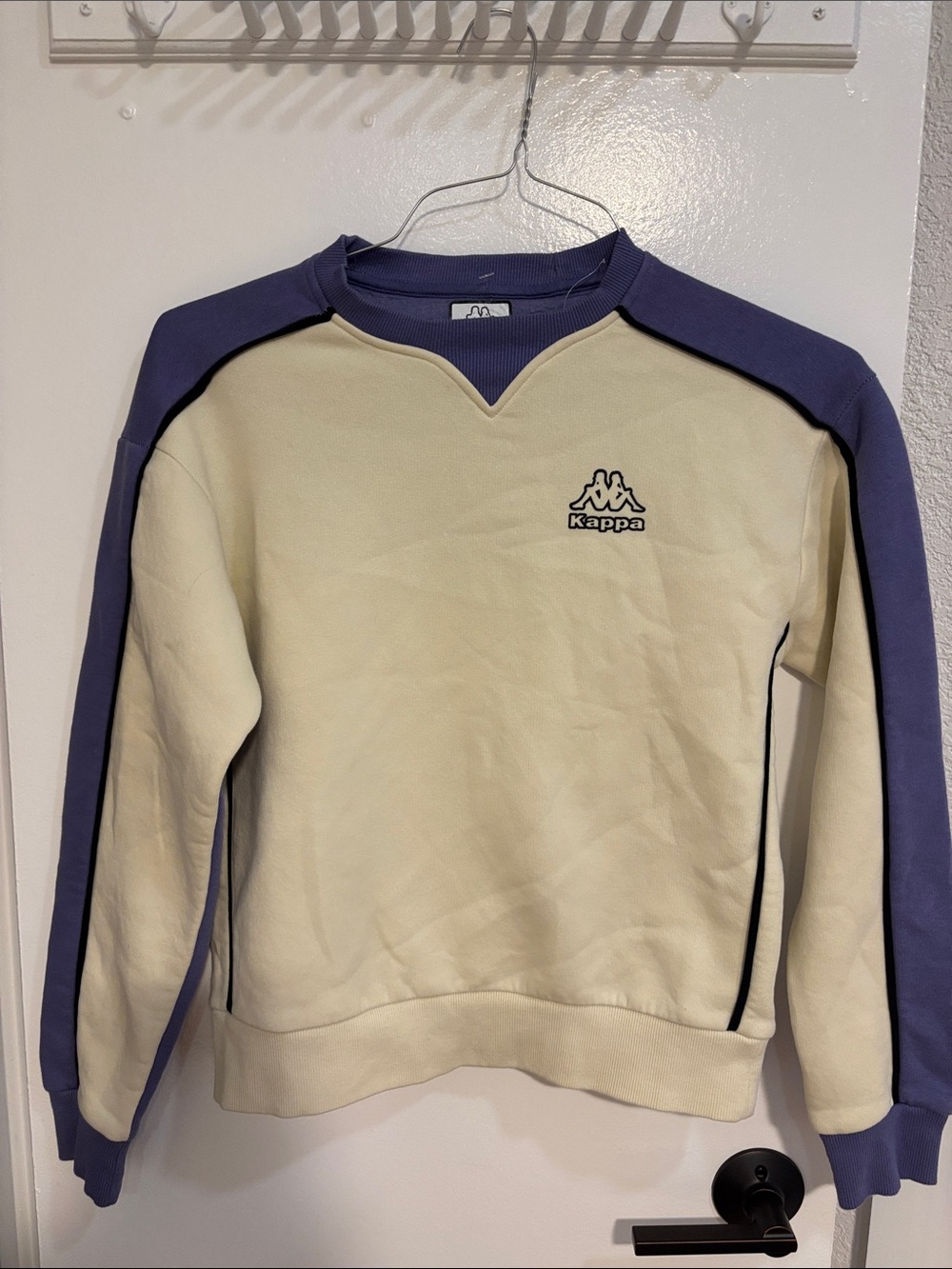 Kappa Cream and Purple Raglan Crewneck Sweatshirt